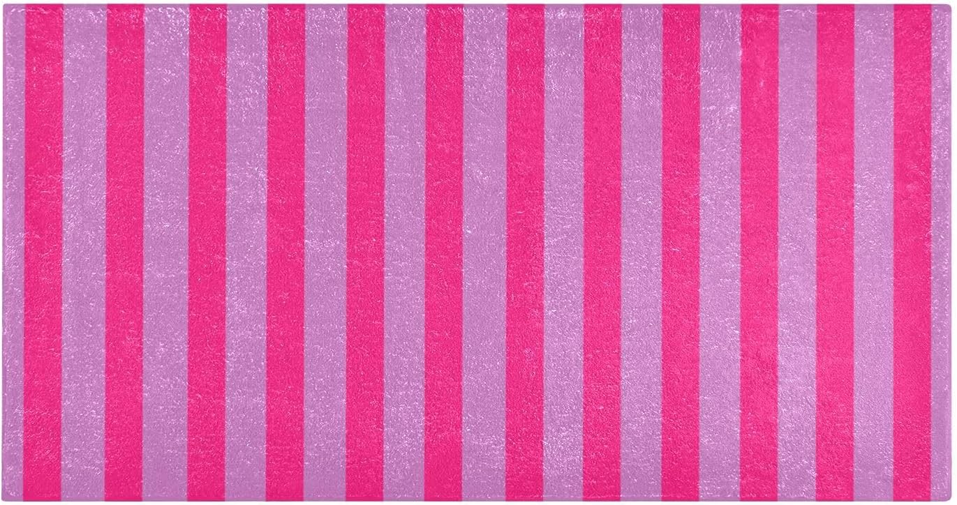 Rosy Pink Stripes Bath Mat, Soft Absorbent Bath Rug, Non Slip Washable Bathroom Mat for Shower and Tub, Home Decor 39x20 Inch