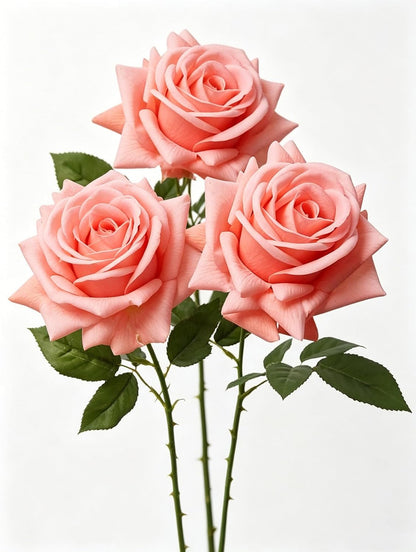 3 Pcs Artificial Roses, 16.5 Inch Real Touch Fake Rose Bouquet, Peach | Real Touch Lifelike, Ideal for Wedding Bridal Bouquet, Table Centerpiece, Home Decor, Valentine's Day Gift & Party Decor