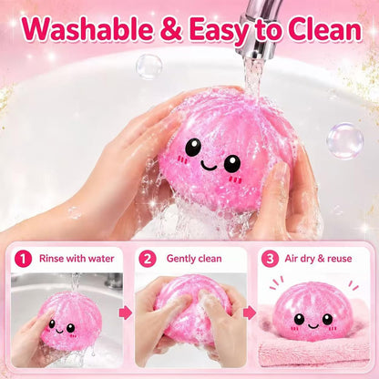 Dumpling Squishies, Glitter Dumpling Mystery Box, Fidget Sensory Toy for Adults,Colorful Dumplings Stress Balls with Food Steamer,Stretchy Desk Toys (Glitter Pink)