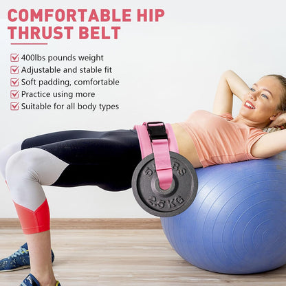 Hip Thrust Belt for Dumbbells & Barbells, Premium Leather Non-Slip Glute Bridge Pad for Booty & Lower Body Workouts, Adjustable Weight Belt for Women Home Gym Training