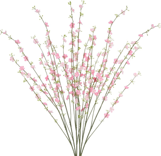 2 Pcs Artificial Spring Flowers Wildflowers Stems with Forsythia Floral Picks 34" Fake Wildflowers Branches Pink Faux Wildflowers Arrangements for Centerpieces Home Indoor Wedding Decorations