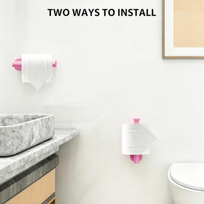 Pink Toilet Paper Holder, Self Adhesive Toilet Paper Roll Holder No Drilling Wall Mount for Bathroom, Toilet