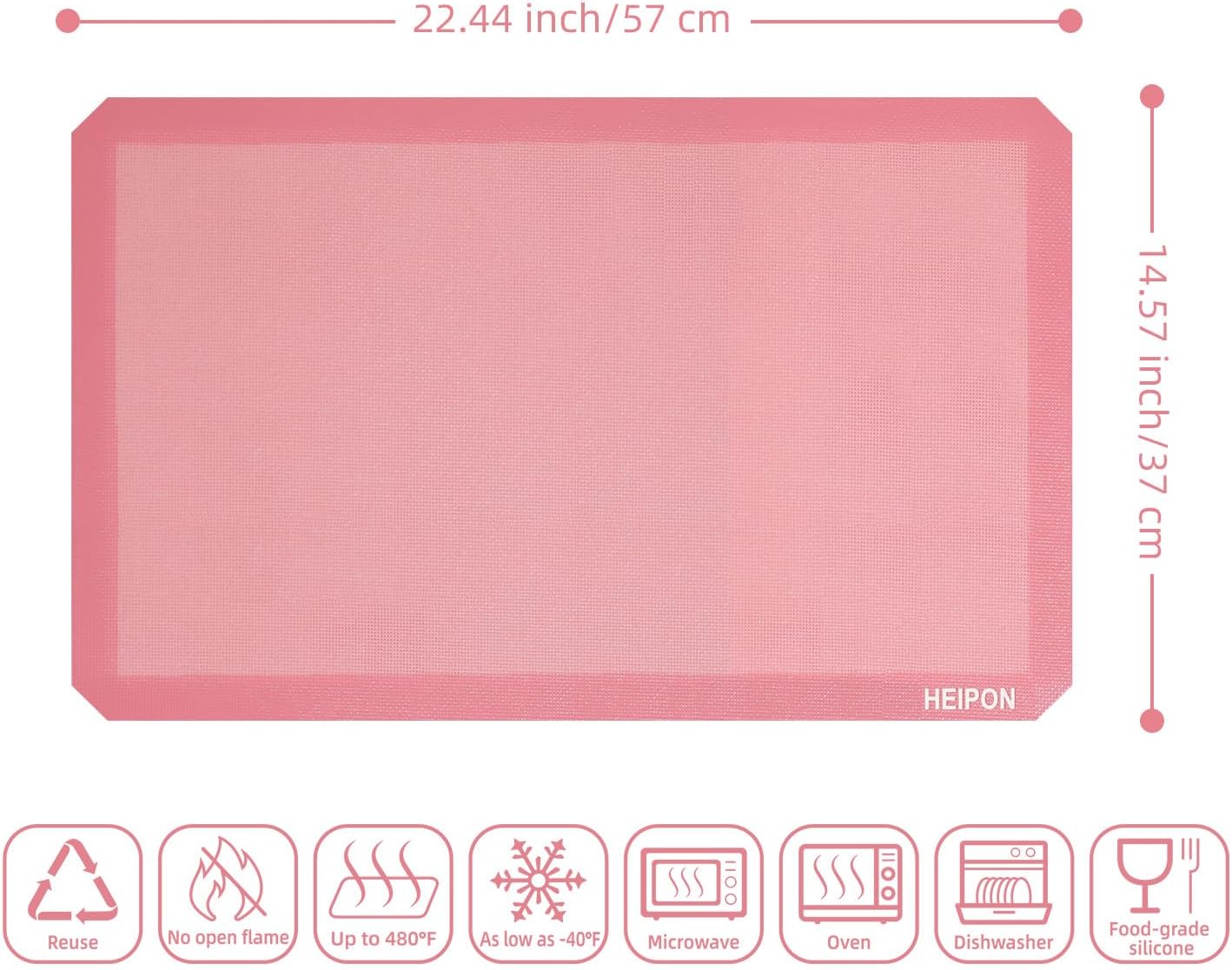 Non-Stick Perforated Silicone Baking Mat,22.44"Lx14.57"W,Reusable,Breathable Mat,Easy to Clean,Breathable Puff Baking Mat,Pastry Mat(Pink,2pcs)