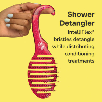 Wet Brush Shower Hair Brush Detangler - Exclusive Ultra-soft IntelliFlex Bristles - Minimizes Pain And Protects Against Split Ends and Breakage - Comb For Women, Men, Wet & Dry Hair - Pink Glitter