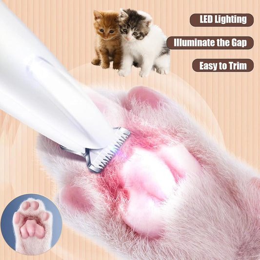 Dog Paw Trimmer with LED Light,Dog Grooming Kit & Pet Micro Precision Trimmer,Safety Electric Clipper,18 mm Widen Blade,35dB Low Noise,Cordless Hair Trimmer for Paws, Ears, Face, Rump,Pink