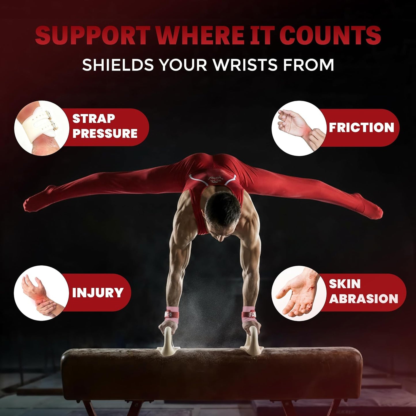 Reisport Gymnastics Wristbands - Unisex 5 Inch Sweat Wicking Wrist Protection for Grips & Training | One Size Fits Most - Available in Pink or White | Swiss Made Quality for Gymnasts