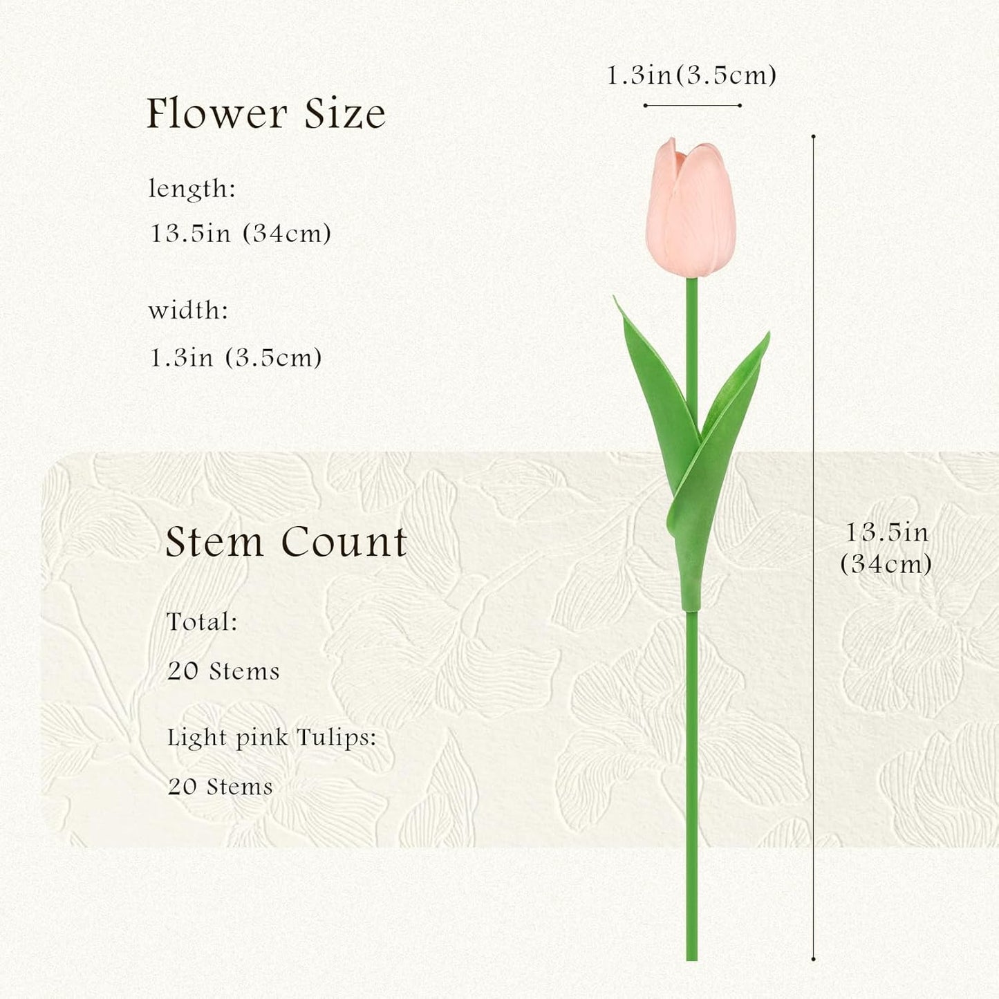 20Pcs Light Pink Tulips Artificial Flowers Real Touch Faux Tulips PU Fake Flowers for Home Decor - Easter Spring Table Arrangement in Vase (Bedroom, Living Room, Kitchen)