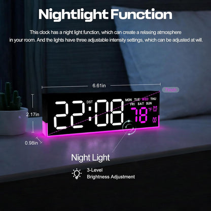 Digital Alarm Clocks for Bedrooms with Light, 7 Inch Small Digital Clock, Bedside Digital Clock with LED Display, Loud Alarm Clock for Heavy Sleepers Adults, Teens, Kids - Ideal Gift
