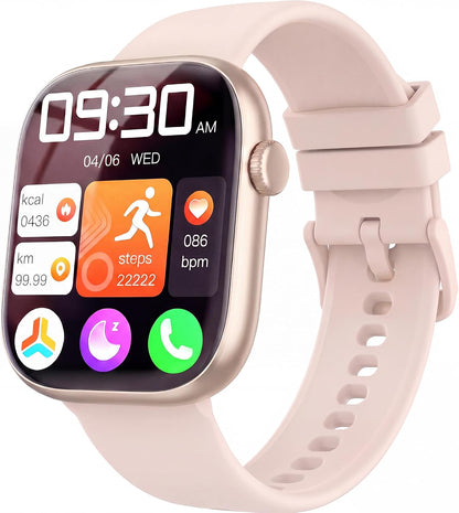 Smart Watch for Women Men, Fitness and Sleep Trackers with 1.83" HD Touchscreen, Bluetooth Calling Smartwatch for Android/iOS, IP67 Waterproof Multi-Sport Modes Pedometer, Rose Pink