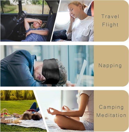 Satin Sleep Eye Mask, 100% Complete Blackout Sleeping Mask for Women Men Side Sleepers, Zero Pressure Eye Shade with Adjustable Strap, Lightweight Breathable Night Blindfold for Travel Shift Work Naps