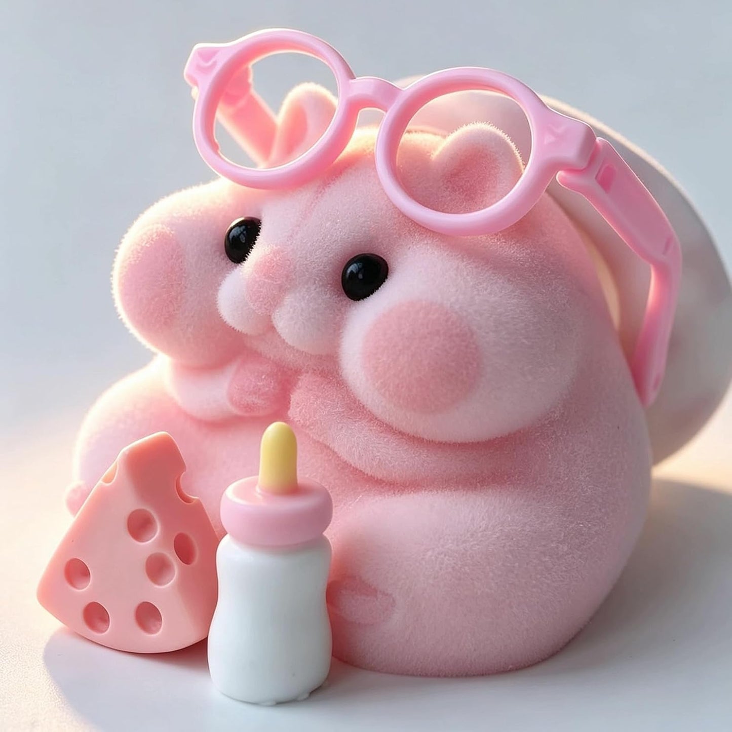 Handmade Taba Squishy Hamster Toy, Cute Squishy Hamster Fidget Toy, Realistic Hamster Toy, Soft Silicone Mochi Furry Toy, Stress Relief Gift for Adults & Kids, Sensory Anxiety Plushie (Pink)