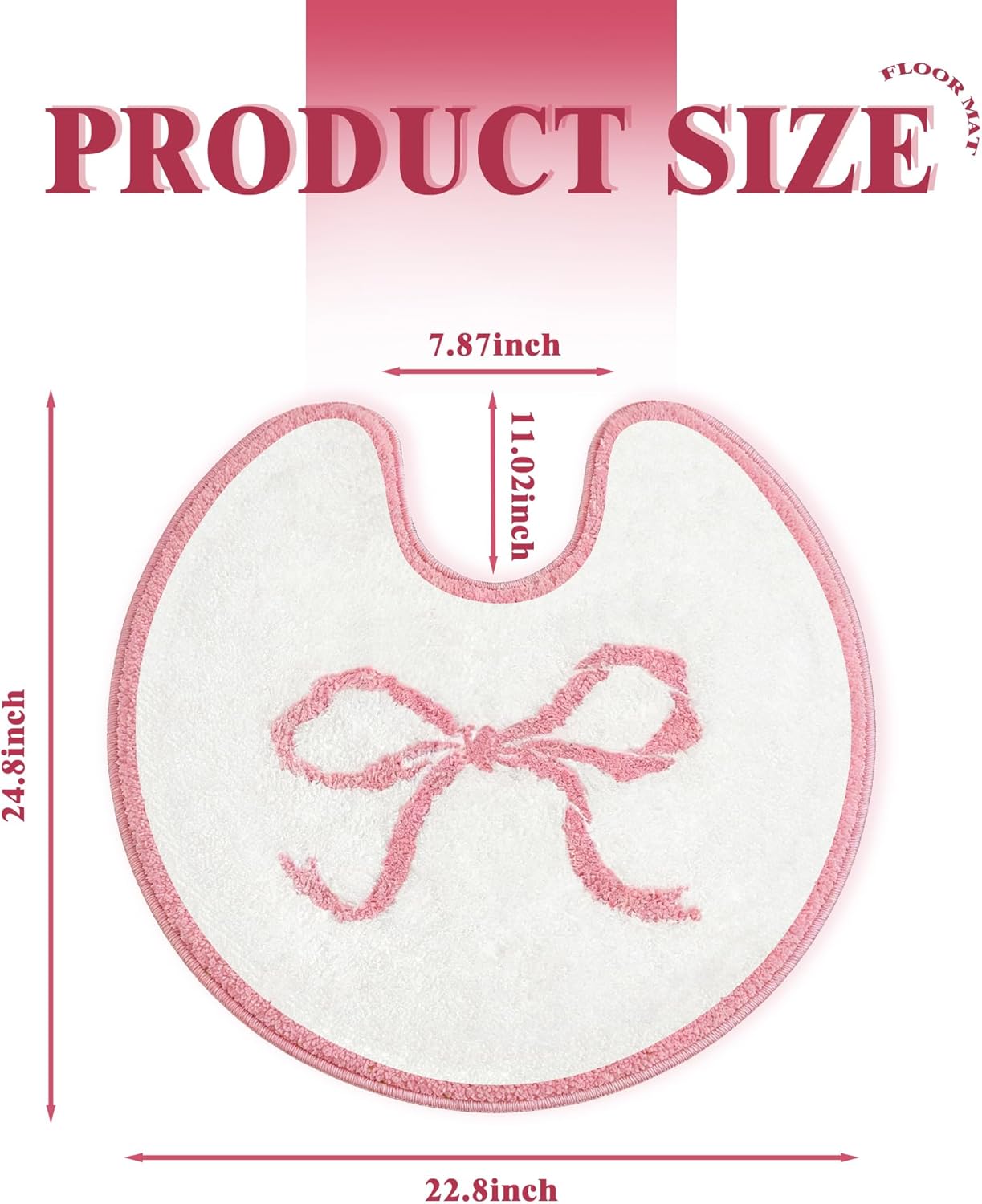 Round Toilet Bathroom Rug,Toilet Rugs U Shaped Washable Non Slip,Pink Bath Bathroom Mat Bow Stuff,24" Diameter Soft Plush Microfiber with Highly Absorbent Floor Mat. (Pink)