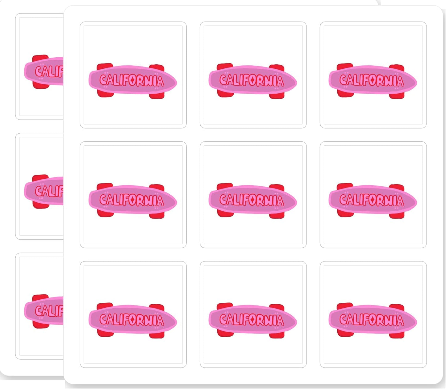California Penny Board Skateboard Cute Pink Retro Skater Girl Waterproof Durable Laptop Water Bottle Helmet 18 Pack 2 Inch Vinyl Decal Sticker