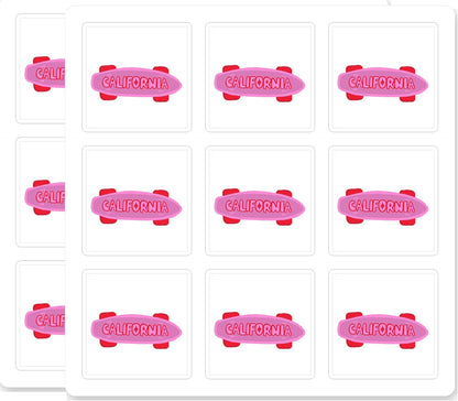 California Penny Board Skateboard Cute Pink Retro Skater Girl Waterproof Durable Laptop Water Bottle Helmet 18 Pack 2 Inch Vinyl Decal Sticker