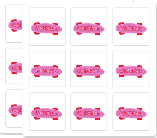 California Penny Board Skateboard Cute Pink Retro Skater Girl Waterproof Durable Laptop Water Bottle Helmet 18 Pack 2 Inch Vinyl Decal Sticker