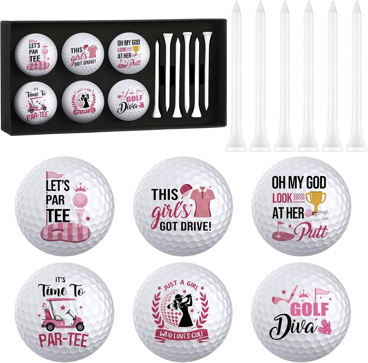 6Pcs Funny Golf Balls Set for Women, Men, Practice Golf Balls for Men