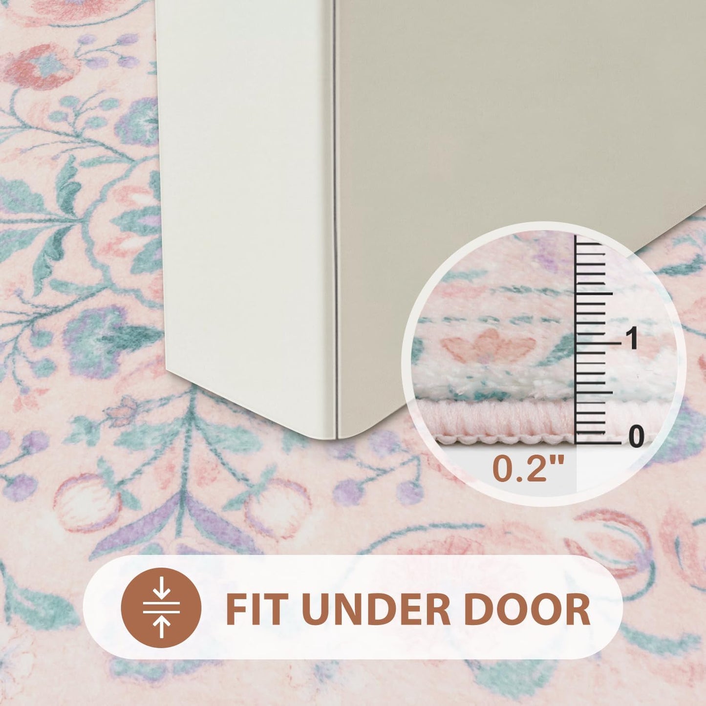Uphome Bathroom Rug Runner Pink Floral Bath Mats Vinatge Ultra Soft Non Slip Bathroom Rugs Machine Washable Boho Farmhouse Medallion Shower Rug for Sink Tub Entryway, 18x47 inch