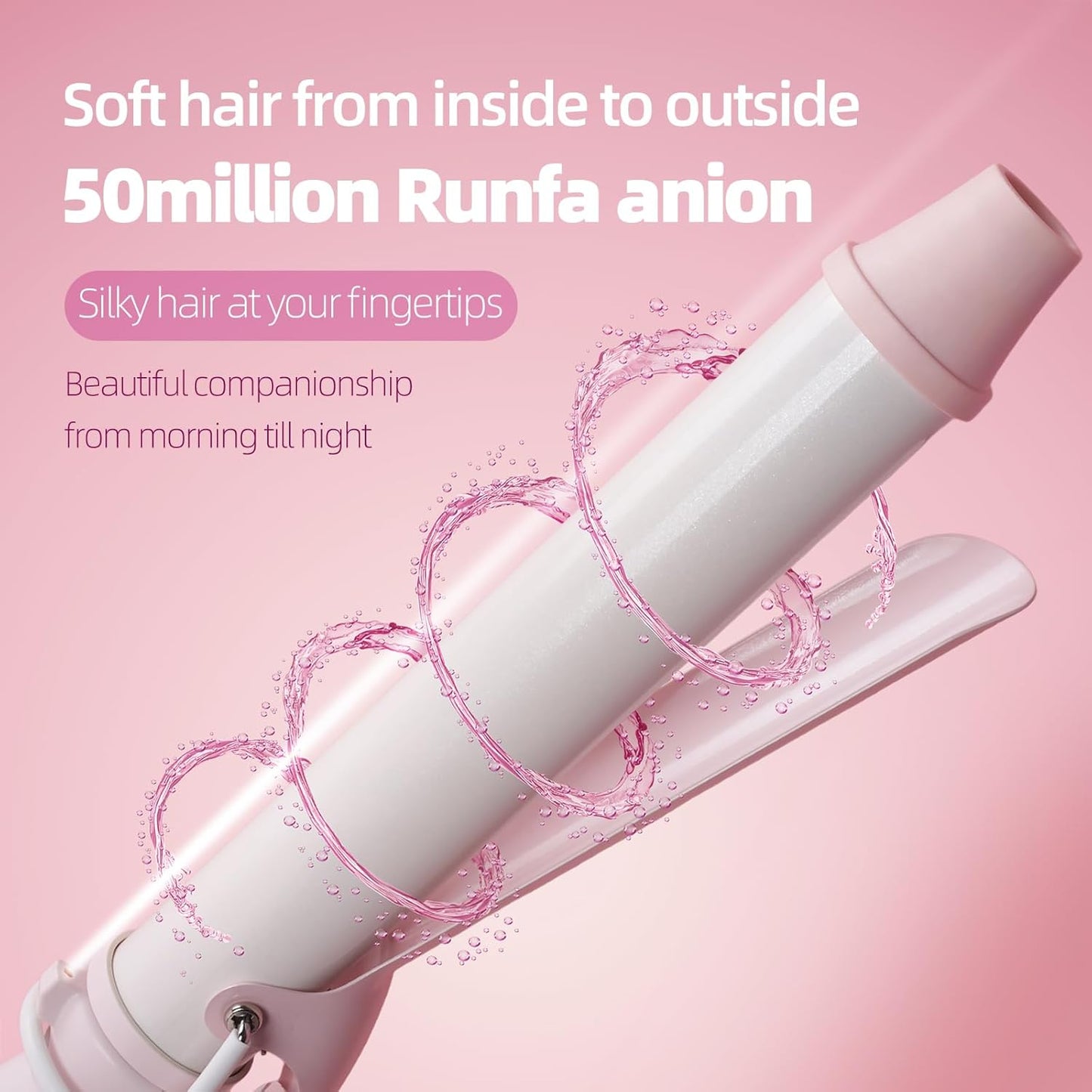 SVEY Double Ceramic 1 1/4 Inch Curling Iron, 1.25 Inch Barrel for Loose Curls, Hair Curler for Medium and Long Hair, Pink.