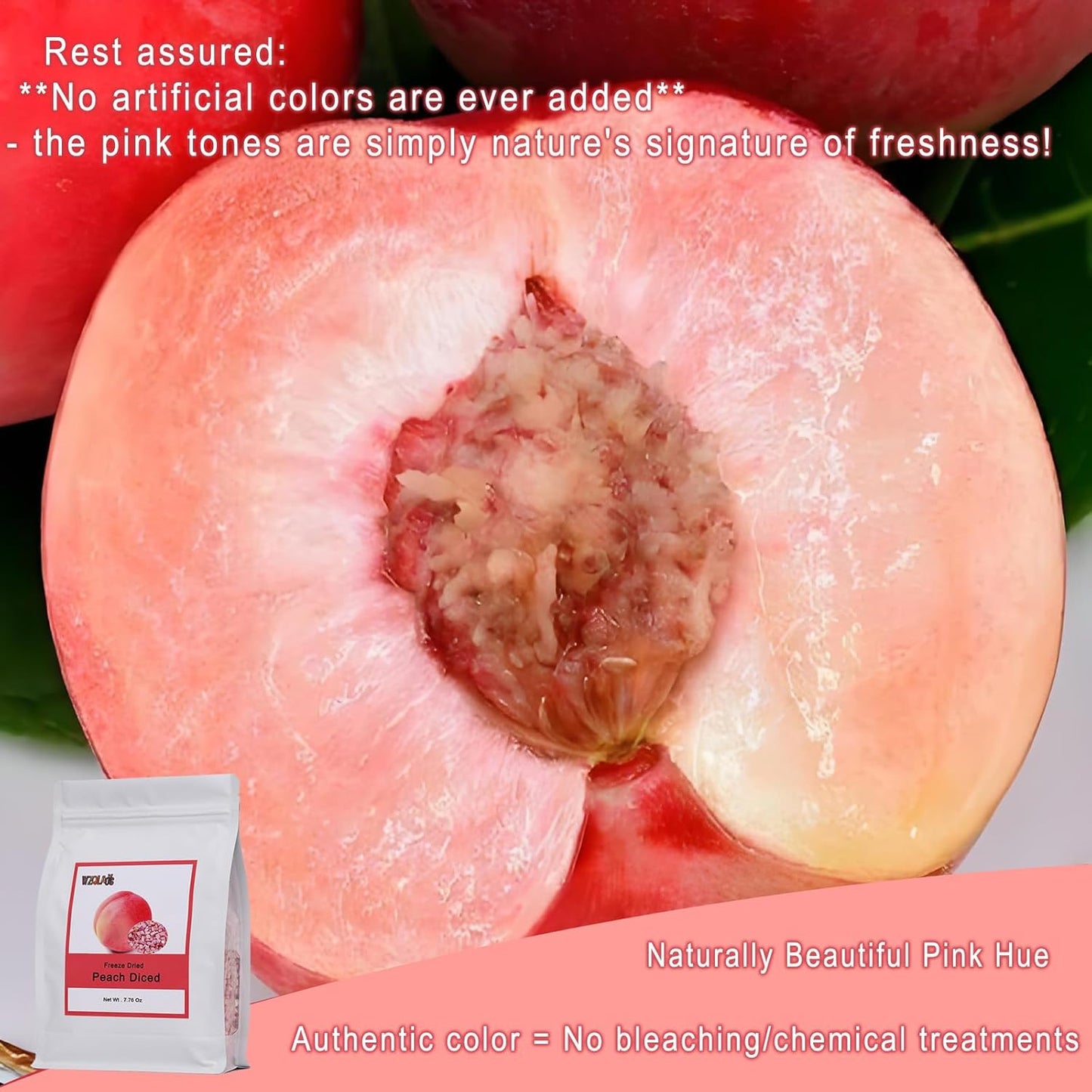 Freeze Dried Diced Peaches 220g/7.76oz 100% Natural, No Additives.for Baking,Tea,Smoothie, Yogurt,Cake Decoration Ingredients