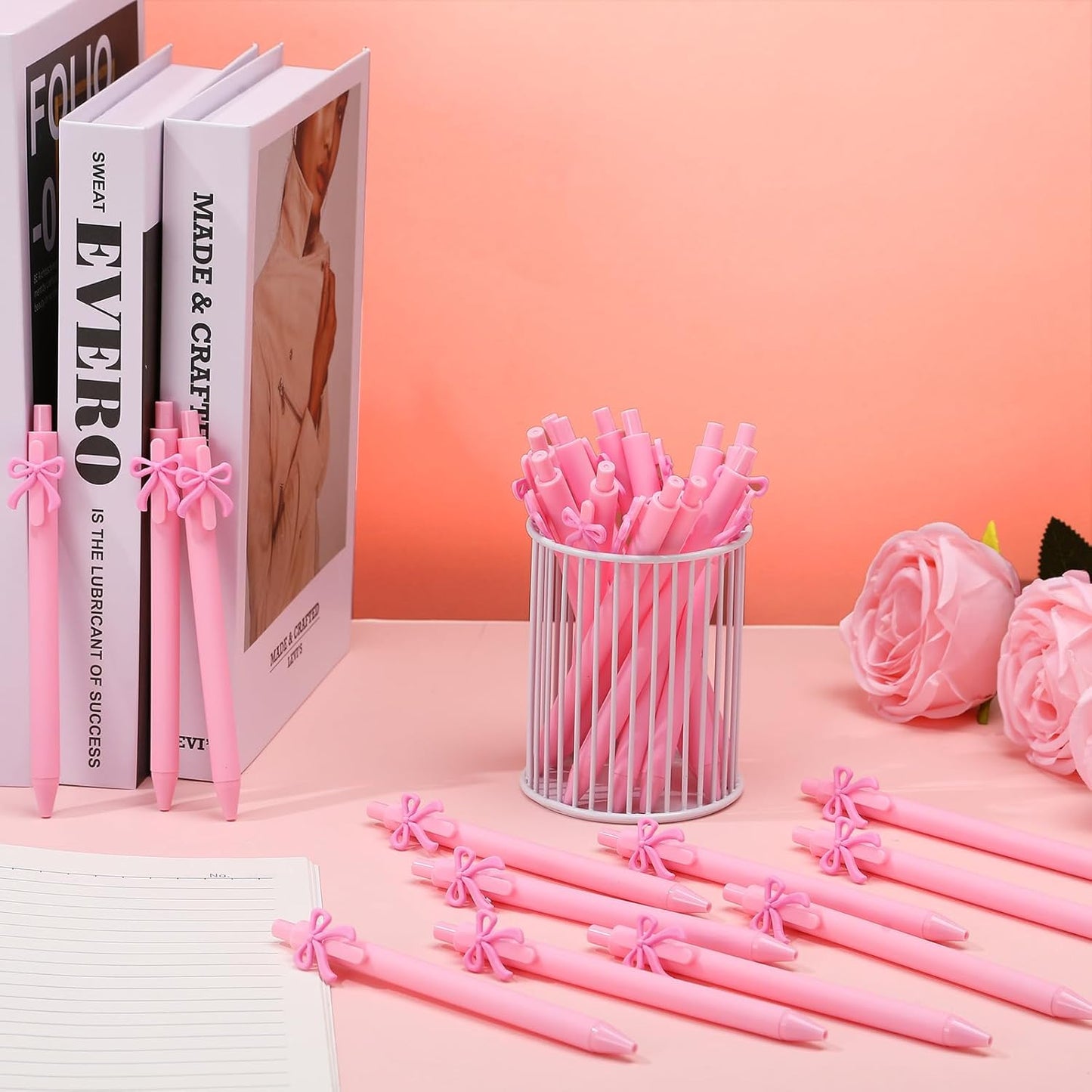36 Pcs Pink Bow Pens Coquette Ballpoint Pen Bulk Pink Writing Pens Black Ink Birthday Bow Aesthetic Party Favor Gifts for Baby Shower Bridal Shower Spring Wedding Tea Party Office School Supplies