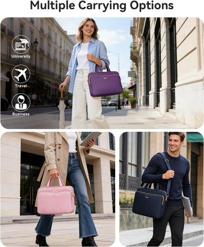 14 Inch Laptop Bag Case for Women Men Compatible with HP Chromebook OmniBook Envy/14 MacBook Pro M5/Dell Pro Inspiron XPS/Lenovo Yoga, Messenger Carrying Briefcase Computer Bag Case, Pink