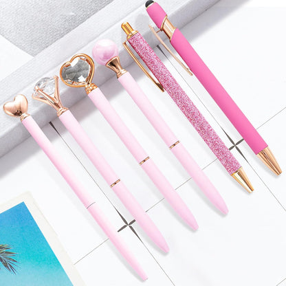 YOXMJDB Pink Pens for Women, 6 Pcs Cute Pens Ballpoint Pen Bulk, 1.0mm Medium Point Black Ink, Office and School Supplies Fancy Nice Pen Gifts for Girls Nurse Teacher (Pink)