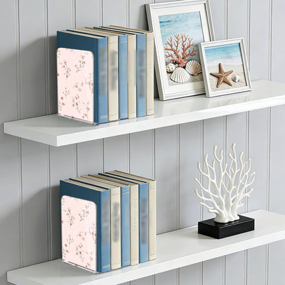 Light Pink Small Floral 1 Bookends Book Ends for Shelves Heavy Books Stopper Decorative Acrylic Non-Slip 1 Pair