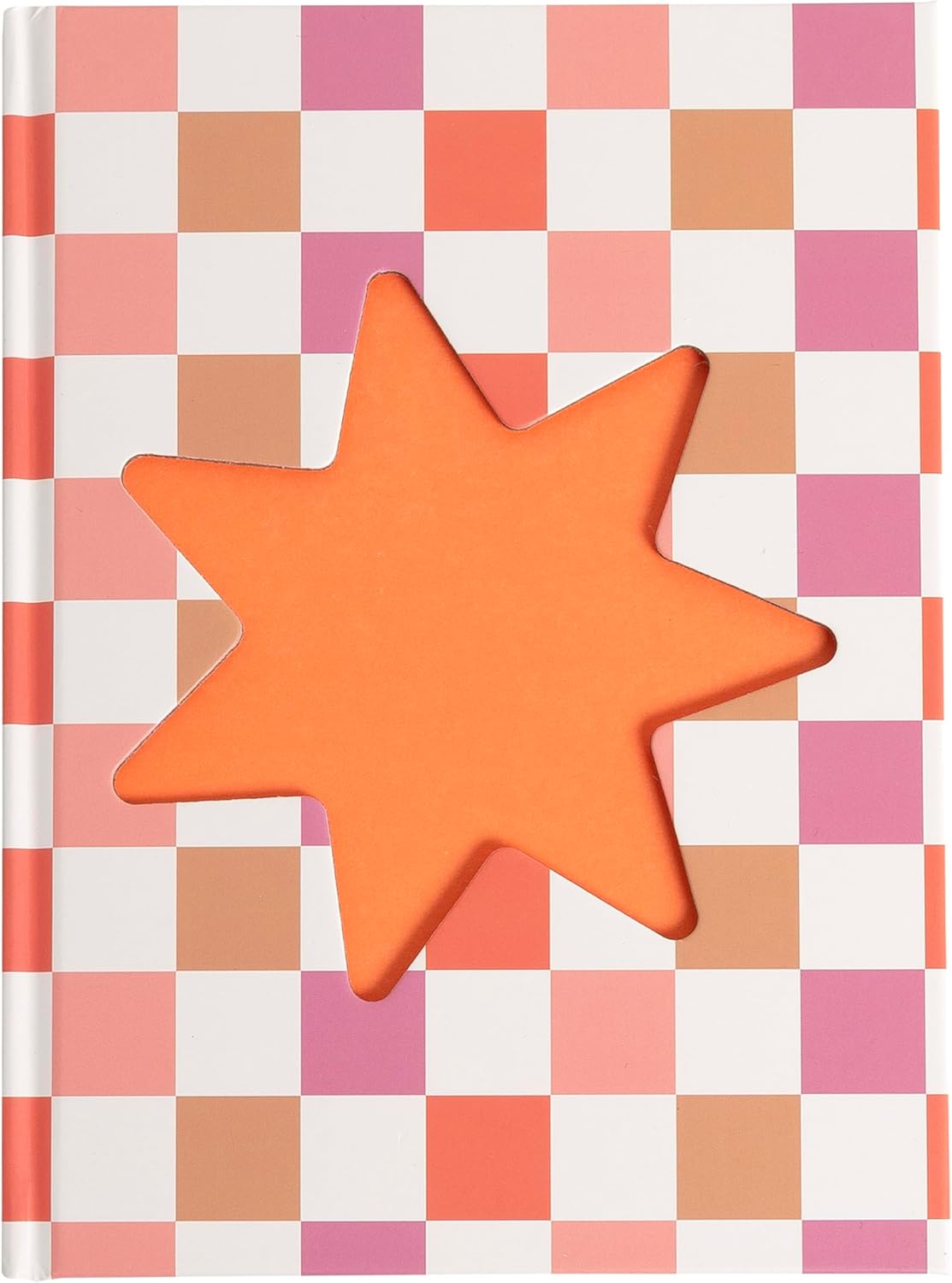 Pearhead Pink & Orange Star Cutout Hardcover Graph Notebook, 6.25x8.25 Grid Journal for Bullet Journaling, Planning & School Notes, 200 Pages