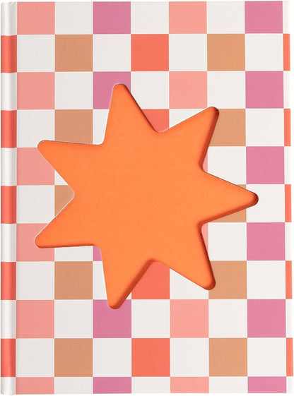 Pearhead Pink & Orange Star Cutout Hardcover Graph Notebook, 6.25x8.25 Grid Journal for Bullet Journaling, Planning & School Notes, 200 Pages
