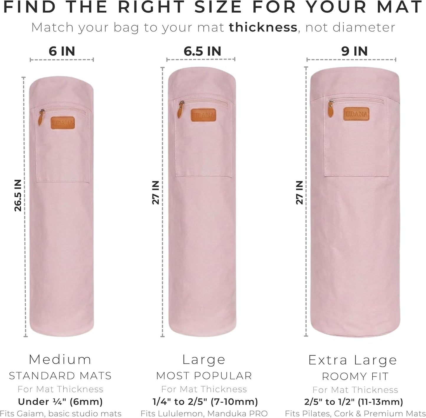 UDANA Canvas Yoga Mat Bag for Women & Men, Full-Zip Carrier with 3 Pockets & Adjustable Strap, Stylish Gym & Pilates Bag – Available in Multiple Sizes