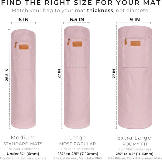 UDANA Canvas Yoga Mat Bag for Women & Men, Full-Zip Carrier with 3 Pockets & Adjustable Strap, Stylish Gym & Pilates Bag – Available in Multiple Sizes