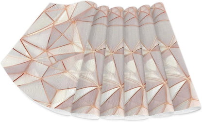 Rose Gold Marble Wedge Placemats Set of 6 Heat Resistant 6 Wedge Place Mat Wipeable Washable Plastic PVC Dinner Table Mats for Indoor Kitchen Party Dining Table