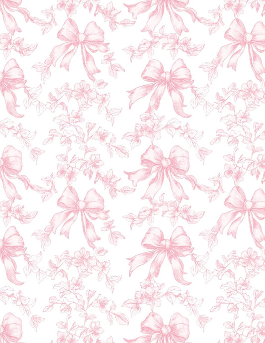 JarThenaAMCS Pink Bow Floral Shelf Liner Self Adhesive Vintage Bow Flower Drawer Liner Pink White Peel and Stick Wallpaper for Valentine Home Wall Cabinet Table Decoration, 17.3 x 118 Inch