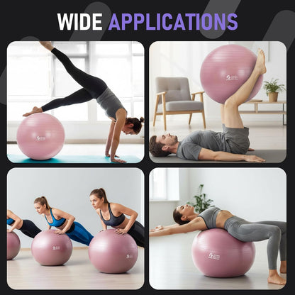 Gruper Exercise Ball, Extra Thick Yoga Ball for Working Out, Yoga & Pregnancy, 4 Sizes Anti-Burst Balance Ball with Foot Pump for Pilates, Physical Therapy & Fitness