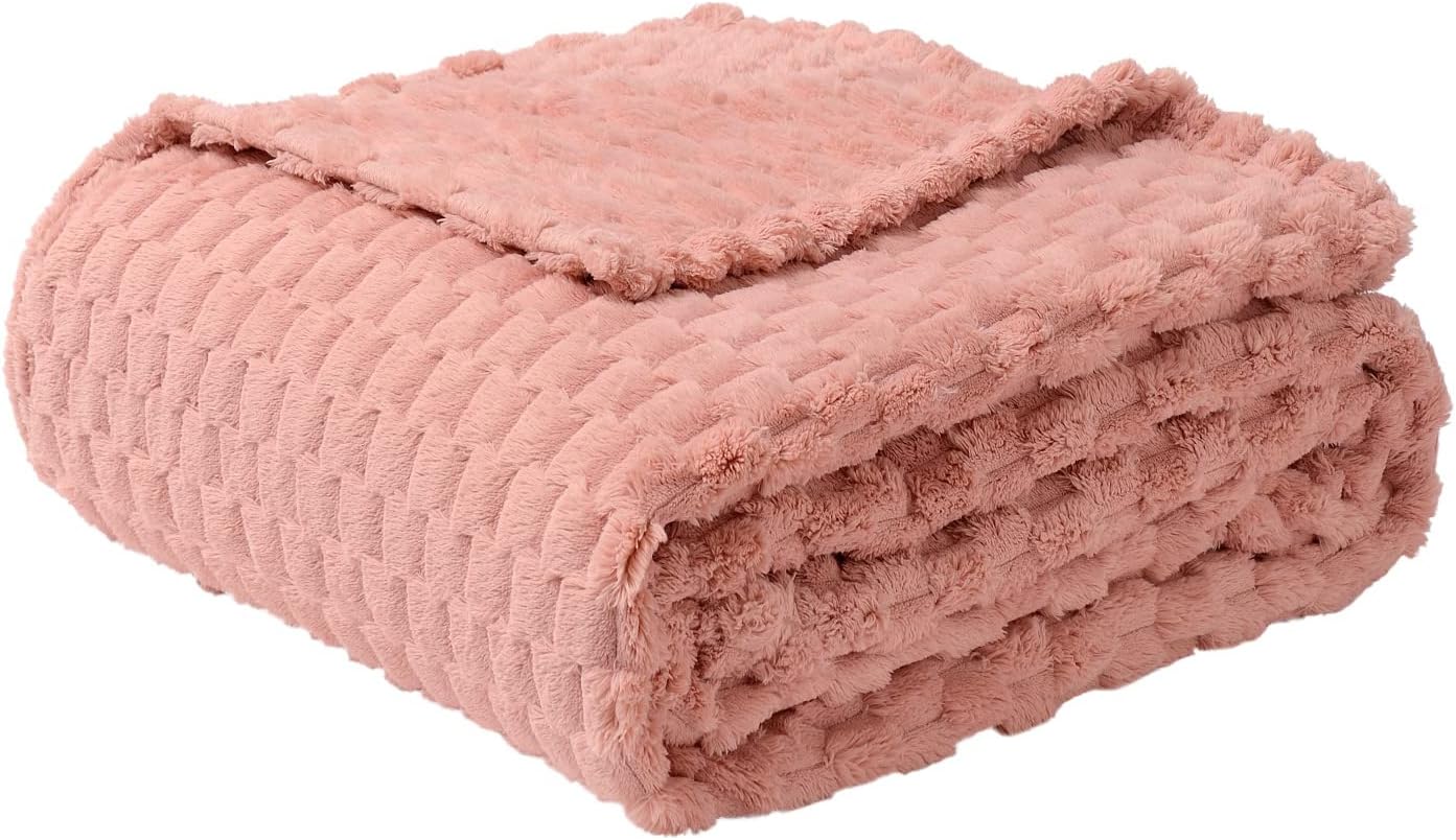 FY FIBER HOUSE Fleece Throw Blanket for Couch 300GMS Super Soft Plush Fuzzy Blankets and Throws for Sofa Bed Office, 40x50 Inches, Pink