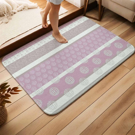 Bathroom Rugs 31.5x47.2 Inch, Farm Fruits Non Slip Rugs Washable Low Pile, Watermelon Lemons Peach Pink Grey Striped Front Door Mat Entryway Rug with Rubber Backing