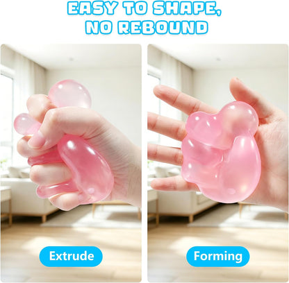 2 Pcs Coconut Oil Squishy, Shapeable No Rebound Stress Relief Ball, Fun Sensory Fidget Toy, Study Work Relaxation Desk Decor, Fun Anxiety Gift for Adults & Kids(Blue+Pink)