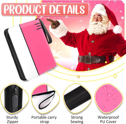 Card Binder 4 Pocket, Collectible Trading Card Albums Fits 400 Cards with 50 Removable Sleeves, Portable Trading Card Binder Collection Album Holder, Game Card Case book With Zipper for Gifts, Pink