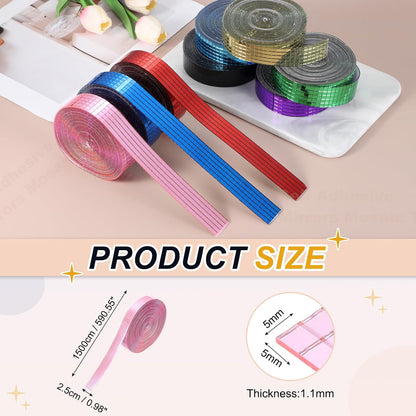 PATIKIL 5x5mm Self Adhesive Mirrors Mosaic Tiles, 15000 Pcs Square Mini Glass Mosaic Disco Tile Sticker for DIY Craft Disco Ball Party Decoration, Pink