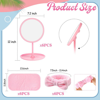 Twistover 24 Pcs Girls Spa Party Supplies for Kids Foot Spa Birthday Party Favors Include 6 Mirrors 6 Bow Headbands 6 Disposable Slippers 6 Towels for Sleepover Slumber Gifts