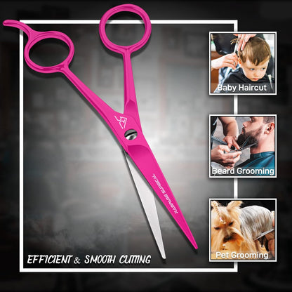 Professional Hairdresser Scissors 6.5" Inch Pink Hair Cutting Shears Japanese Stainless Steel Salon Barber Scissor (Barber Scissors, Japanese, B-4)