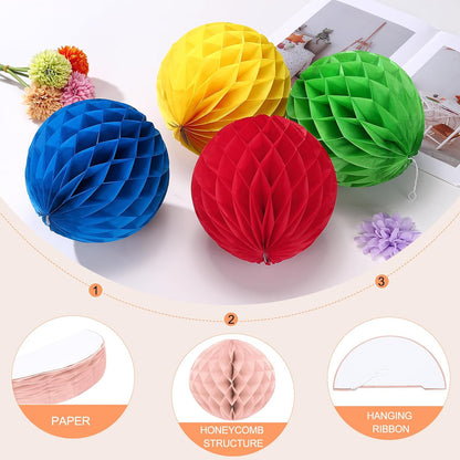 uxcell 8 Pcs Honeycomb Balls, 8" Dia Honeycomb Flower Paper Pom Poms Paper Flowers Crafts for DIY Crafting Home Decor Birthday Christmas Party, Peach Pink