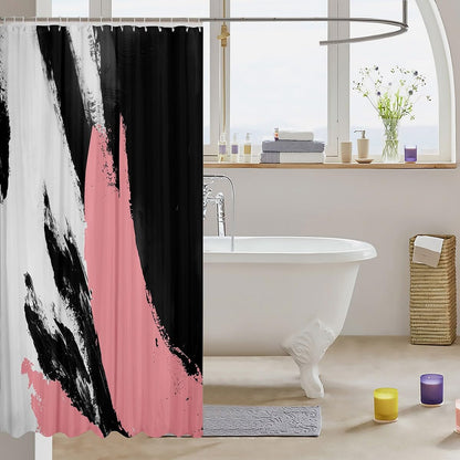 Feelyou Pink Abstract Shower Curtain for Bathroom Decor Modern Minimalist Bath Curtain for Stalls Bathtubs Geometrics Bathroom Accessories Luxury Waterproof Polyester Fabric with 12 Hooks 72"x72"