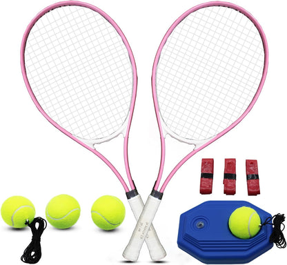 Tennis Rackets for Adult, 2 Players Adult Recreational Tennis Rackets Set for Beginners and Professional with 4 Tennis Balls, 3 Overgrips, 1 Tennis Bag
