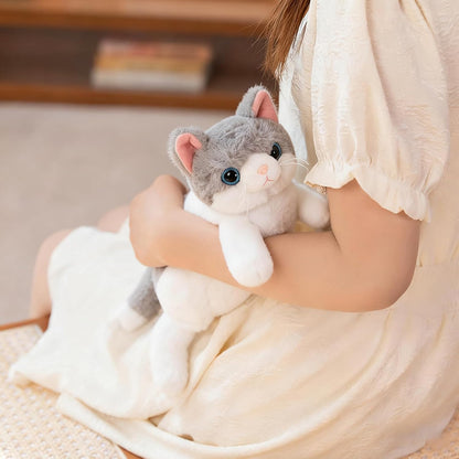 PEACH CAT Cat Plush Cute Kitten Stuffed Animal Soft Plushies Toy Pillow Gifts for Kids Grey 17.7"