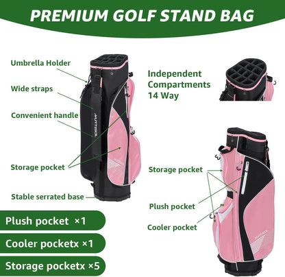 XDriveMax 10 Pieces Complete Mens Womens Golf Clubs Set Right Hand for Men Women Includes Stand Bag with Rain Hood, 1#Driver 3#Wood #5 Hybrid,with 3 Head Covers, 6# 7# 8# 9# PW# Irons and Putter
