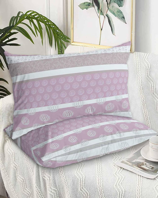 Farm Fruits Standard Pillow Cases Set of 2, Soft Breathable Watermelon Lemons Peach Pink Grey Striped Pillow Covers with Envelope Closure Decorative Pillow Shams for Bed Sofa Couch Chair 20''x26''