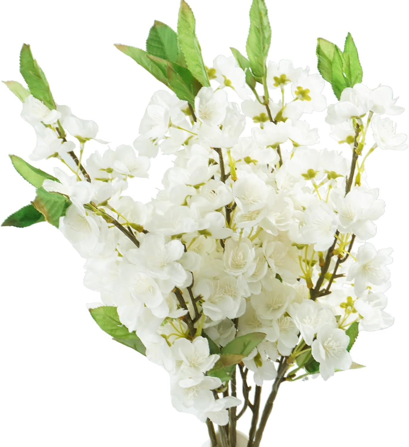 6Pcs Artificial Cherry Blossom Branches for Spring Summer Indoor Decoration,Faux Cherry Blossom Flowers,Silk Fake Peach Flower for Wedding Office Party Home Table Centerpieces Decor(White)