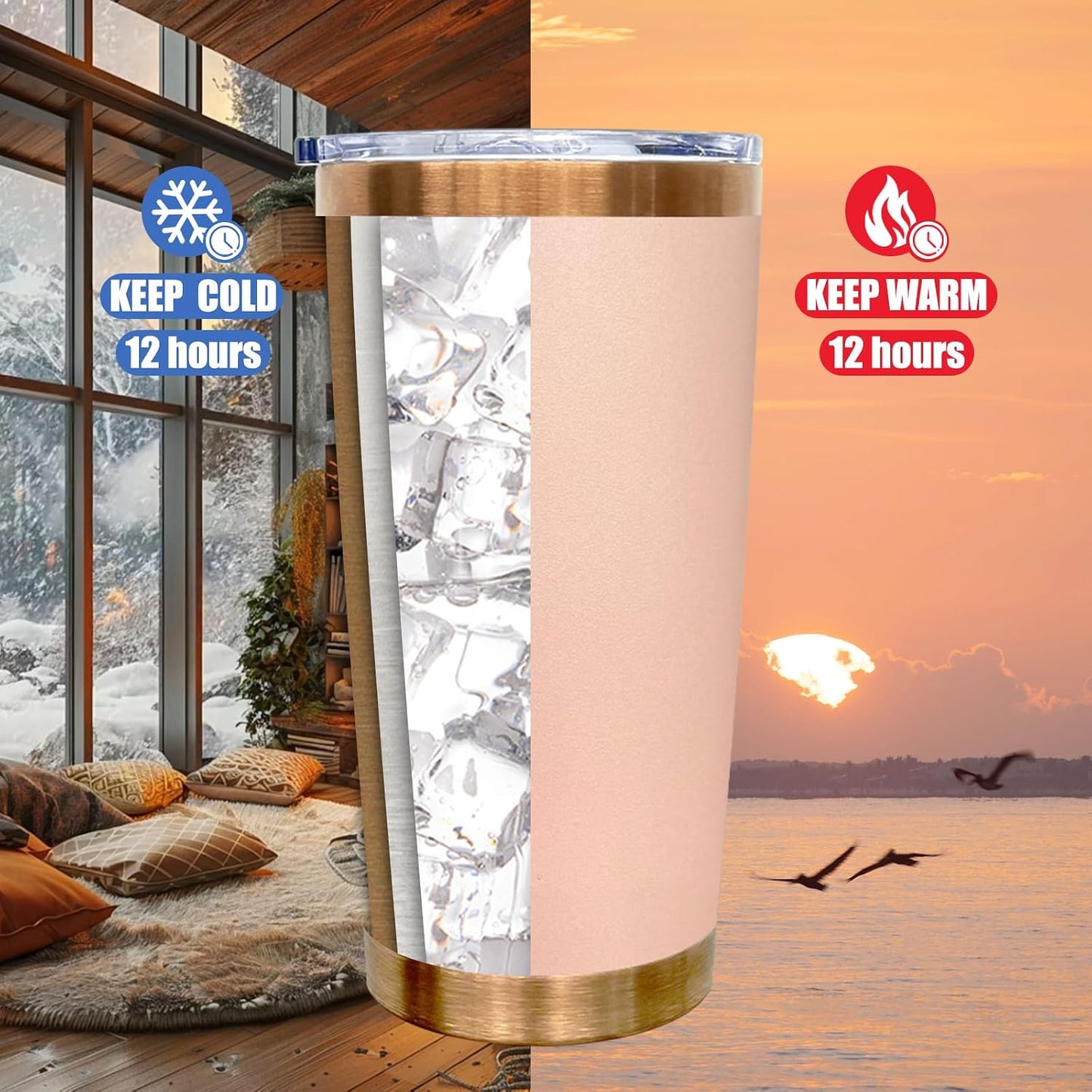 20 oz Tumbler Bulk Stainless Steel Tumblers with Lids and Straws, Double Wall Vacuum Insulated Travel Coffee Mug for Laser Engrave, Powder Coated Cups for Hot and Cold Drinks(Apricot,1 pack)