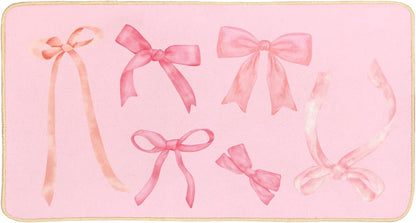 Coquette Pink Bow Welcome Mat Floor Mats, Pink Kitchen Bathroom Doormat, Indoor Front Door Bathroom Bow Decor, Gifts for Teen Girls, 30 x 16 Inch